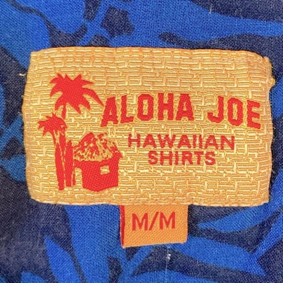 Vintage Aloha Joe Blue Hawaiian Shirt Palm Trees Island Beers M - Picture 3 of 7